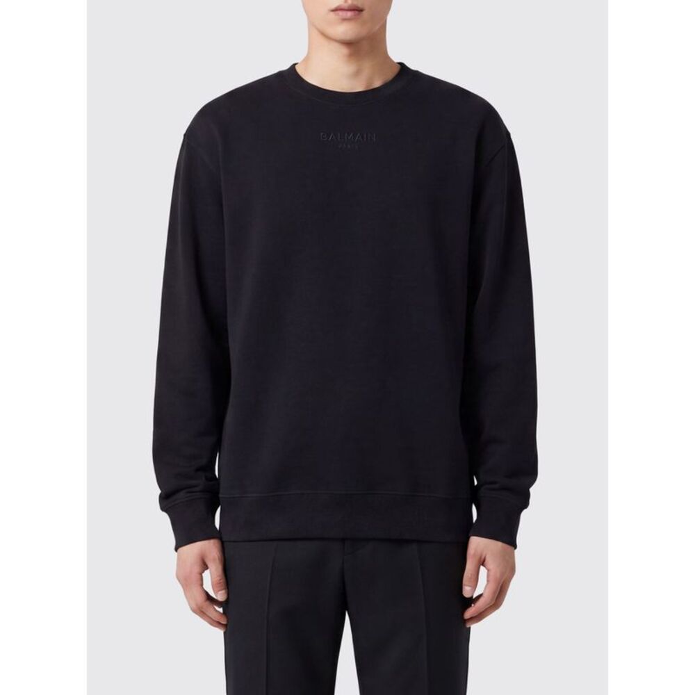 Balmain Men Balmain Relaxed Fit Cotton Crewneck Sweatshirt With Ribbed Trims